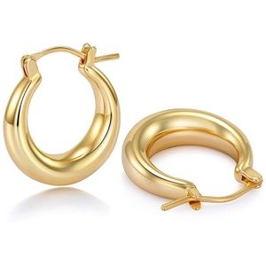 14k REAL Gold Plated Hoop Earring Trendy